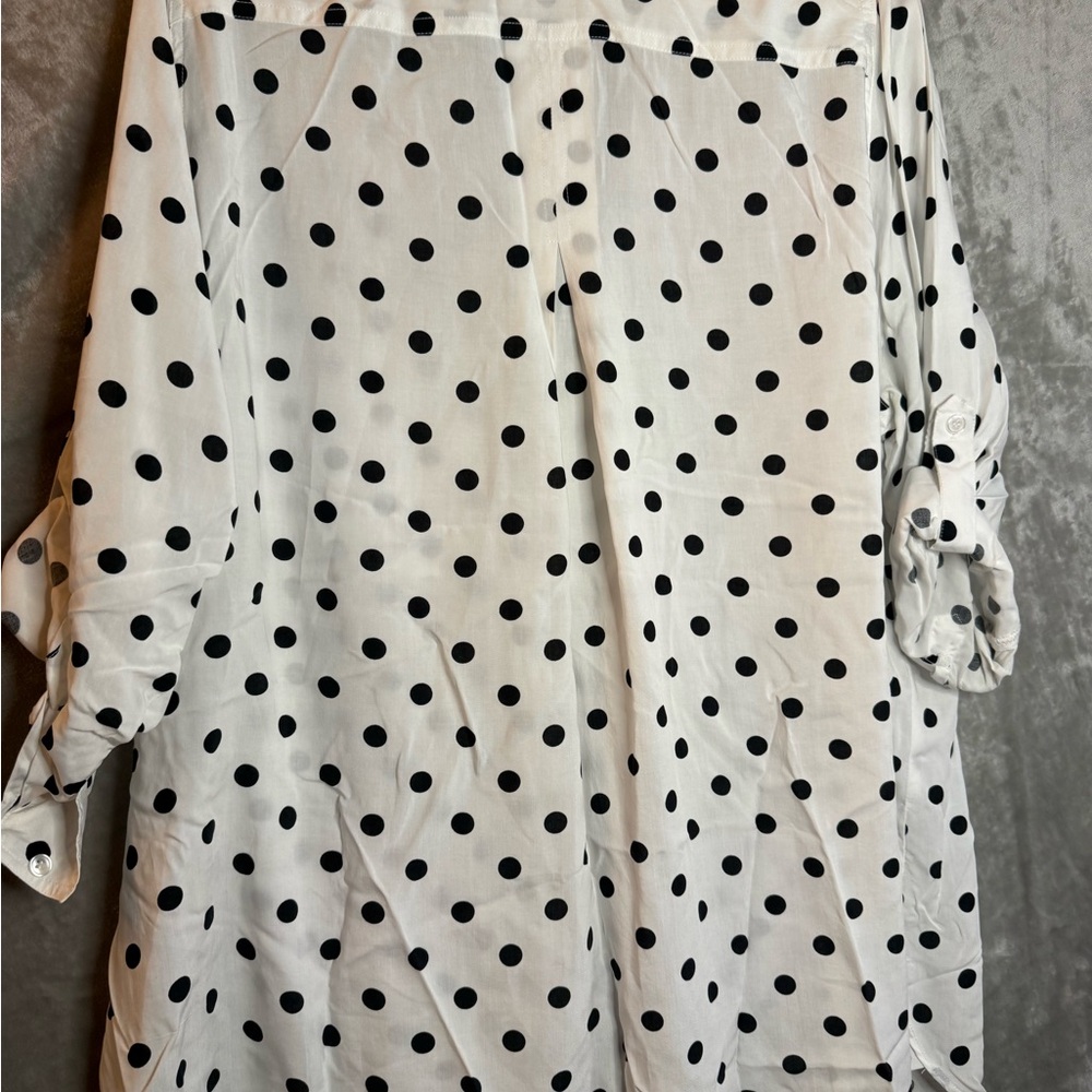 Velvet Heart White Button-Down Shirt with Black Polka Dots - Picture 7 of 8